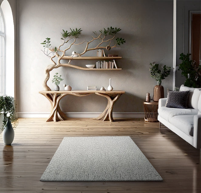 Handmade Rustic Console Table with Tree Branch Bookshelf - Live Edge Farmhouse Entryway Table - Natural Wood - alternate view