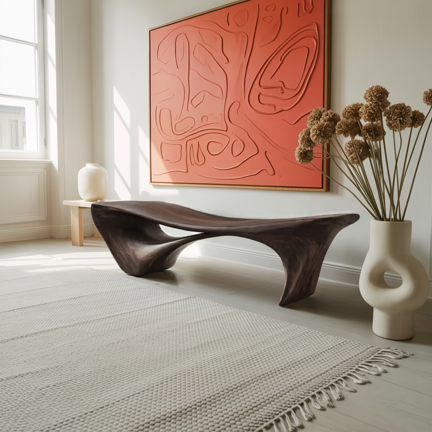 Modern Sculptural Bench for Entryway or Living Room - detail view 6