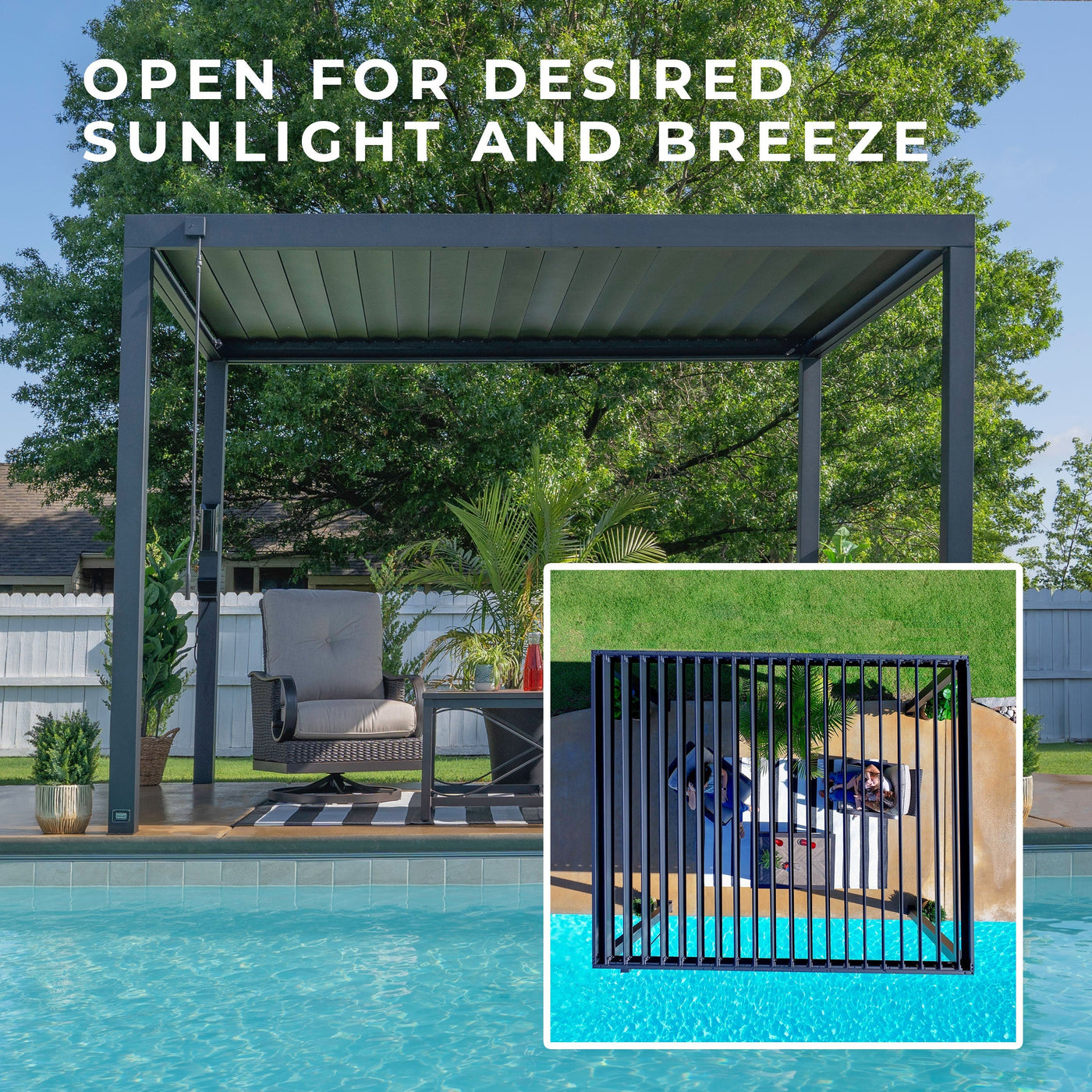 10X10 Sarasota Steel Louvered Pergola - detail view 5
