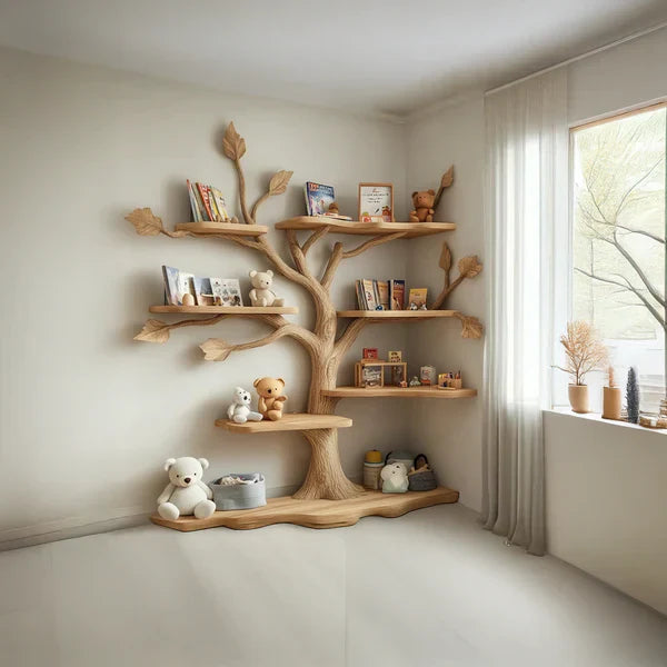 Handmade Natural Wood Tree Kids Bookshelf - SINLTB147